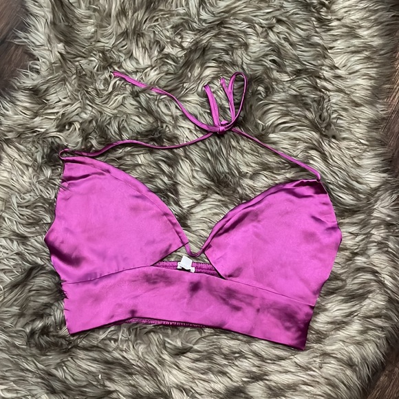 Garage Purple Satin Tie Tank Top - Picture 2 of 3